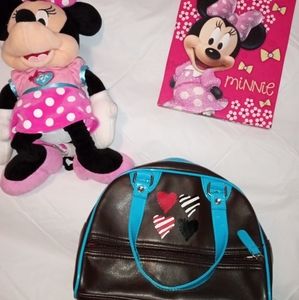 Minnie Mouse bundle that includes Minnie Mouse purse, plush, and picture.